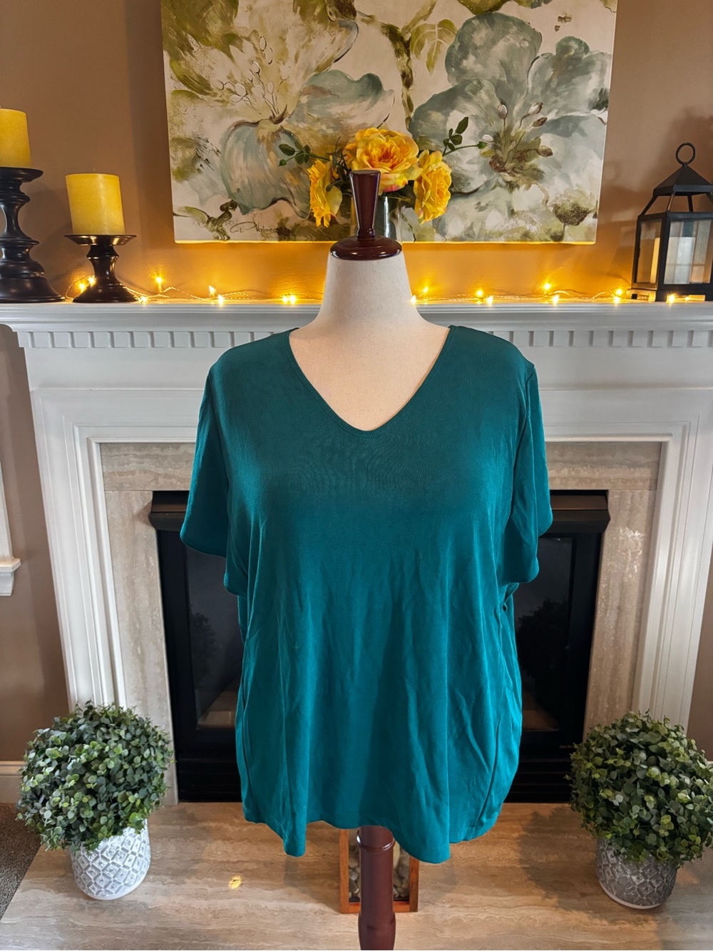 *NEW* Chico’s Travelers Flutter Sleeve Tapestry Teal Top - Size 20/22